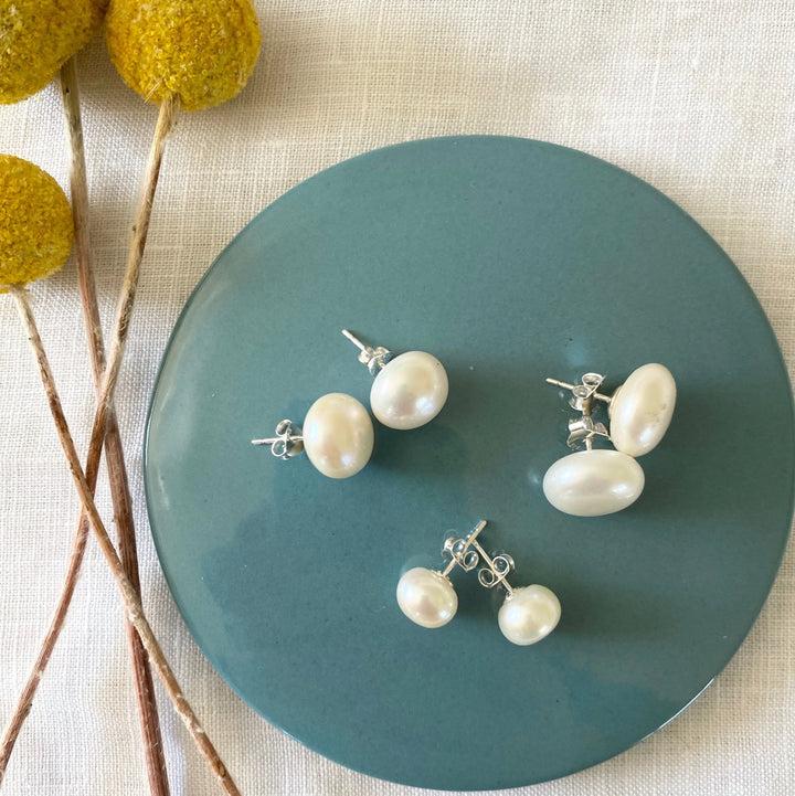 Sterling Silver Freshwater Pearl Stud Earrings