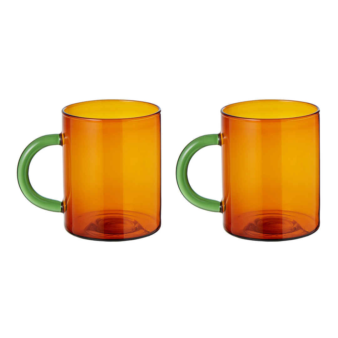 Leaf & Bean Sepia & Green Coloured Glasses 420ml Set of 2
