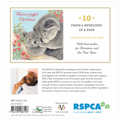 RPSCA Joyful Koala - Charity Christmas Card Pack