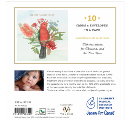 CMRI Floral King Parrot - Charity Christmas Card Pack