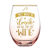 Ladelle Christmas Drink the Wine Stemless Wine Glass