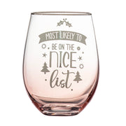 Ladelle Christmas Nice List Stemless Wine Glass