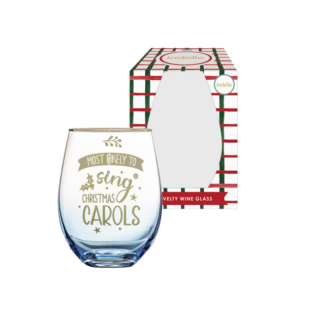 Ladelle Christmas Carols Stemless Wine Glass