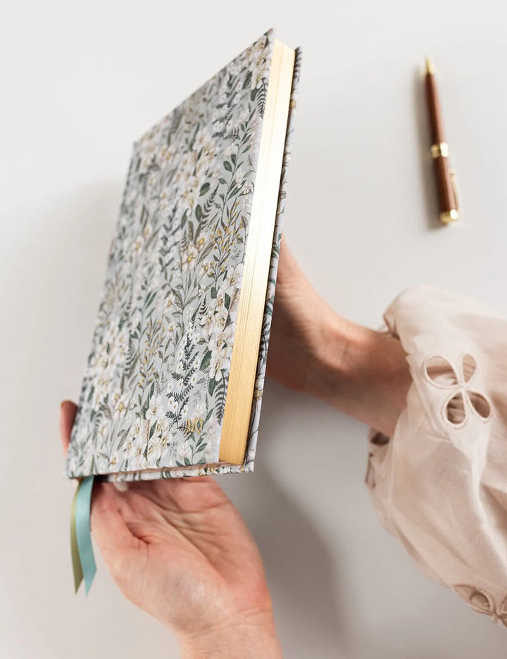 Linen Bound Bullet Journal - Ivory Garden