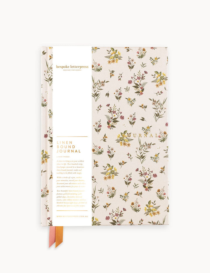 Linen Bound Journal - Botanical Blooms (Lined Journal)