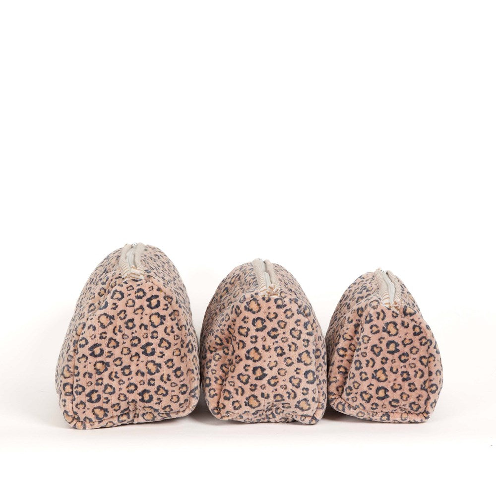 PARISIAN COOL Set of 3 Pouches Velvet Leopard Blush
