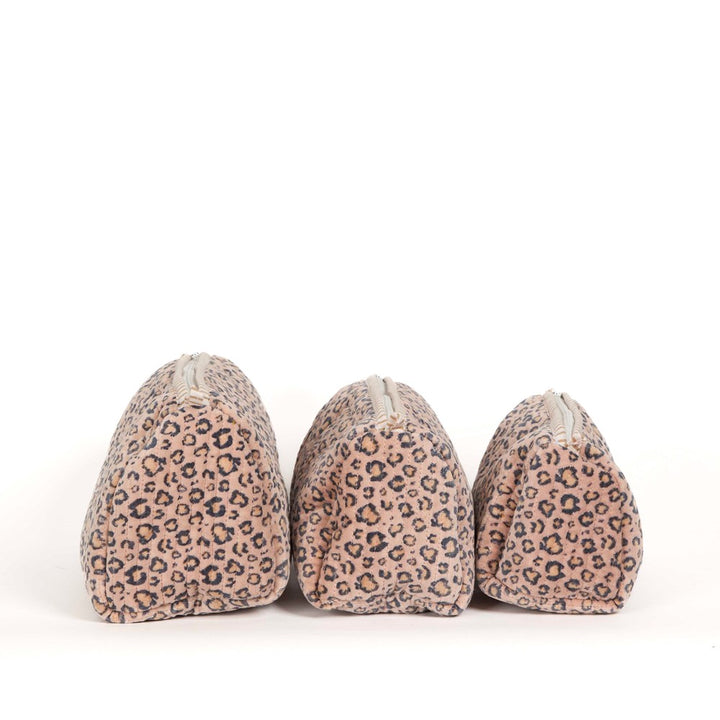 PARISIAN COOL Set of 3 Pouches Velvet Leopard Blush