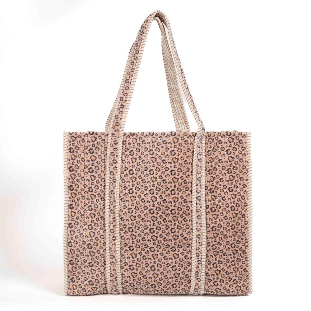 PARISIAN COOL Tote Velvet Leopard Blush
