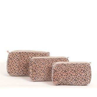 PARISIAN COOL Set of 3 Pouches Velvet Leopard Blush
