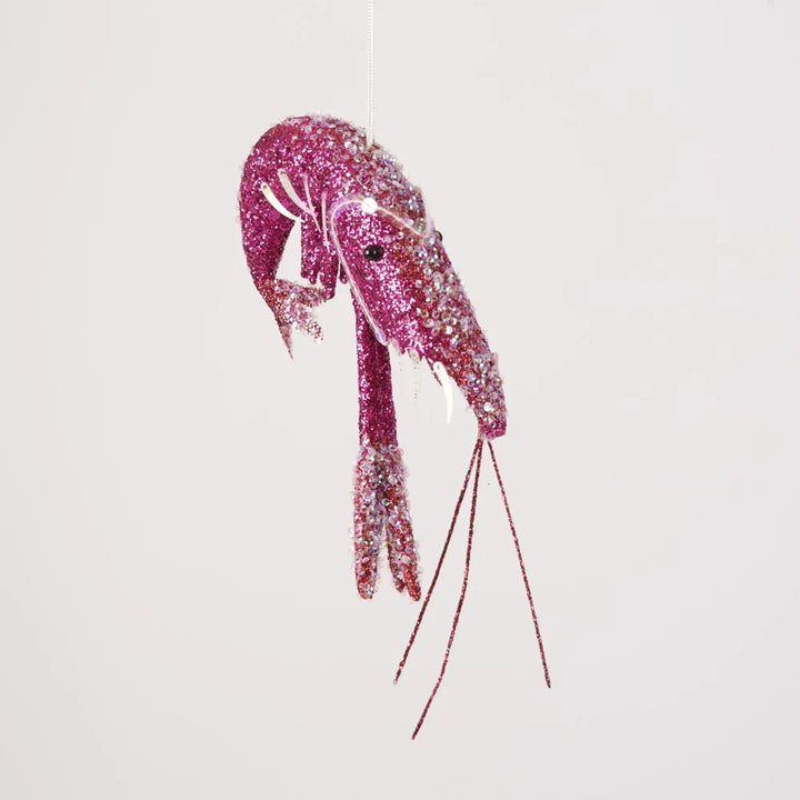 Lester Glitter Prawn Ornament - Fuschia