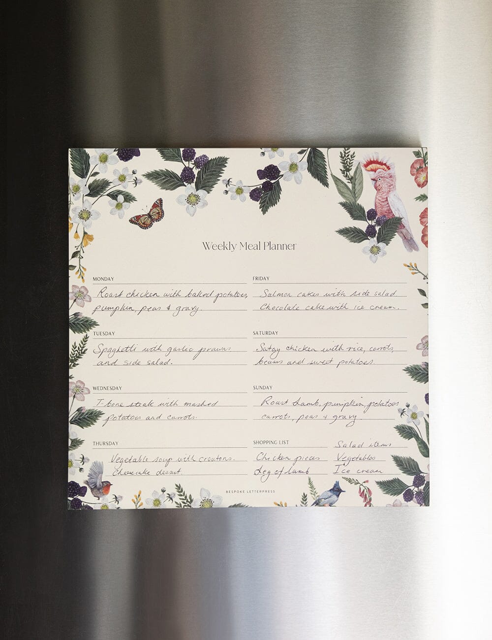 Meal Planner Notepad - Cockatoo
