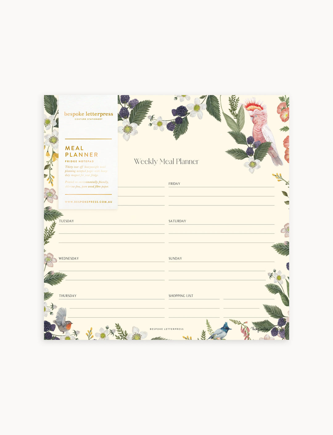 Meal Planner Notepad - Cockatoo