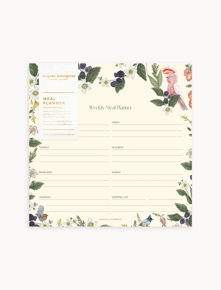 Meal Planner Notepad - Cockatoo