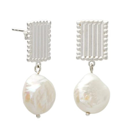 Aphrodite Goddess Small Pearl Earrings -Sterling Silver