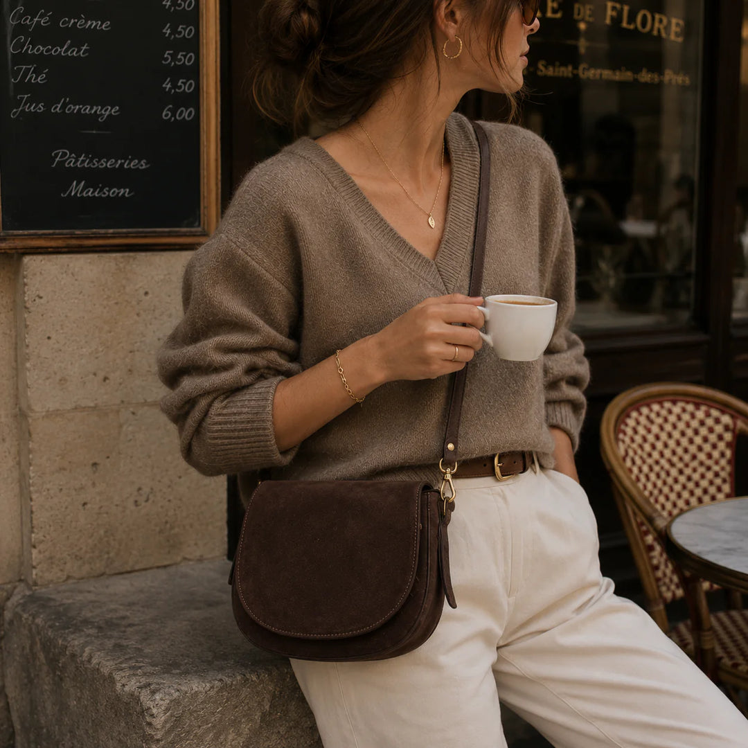 Gabrielle Suede Handbag - Brown