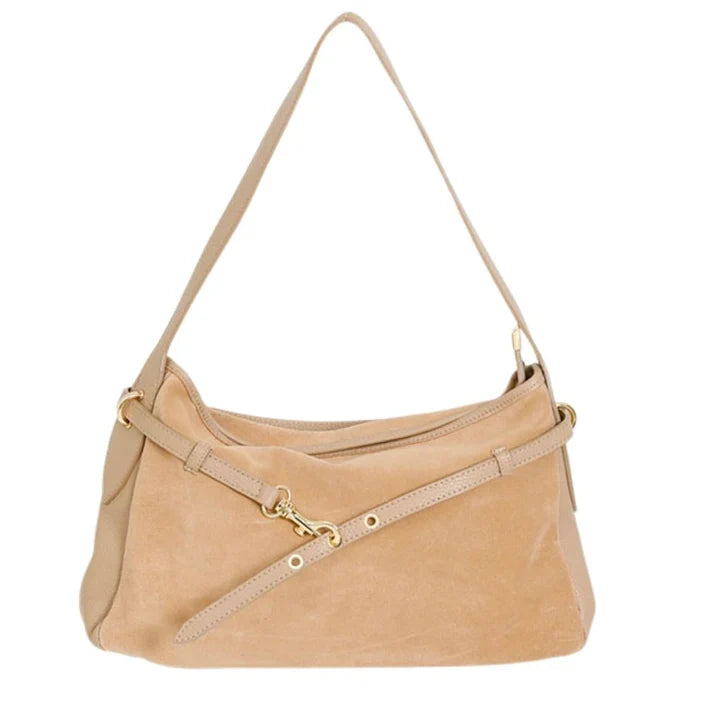 Victor Suede Handbag - Taupe