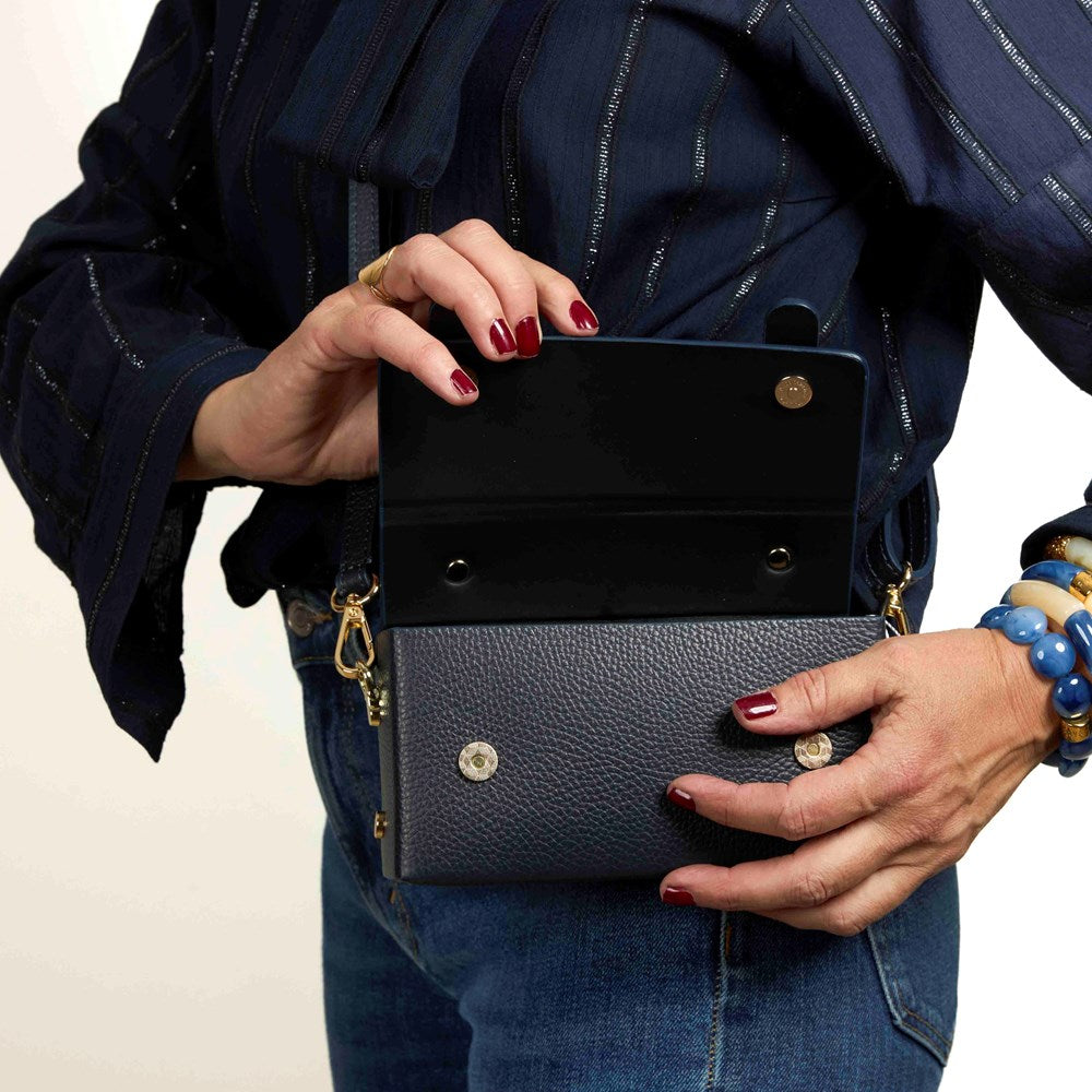 Margot Clutch Bag - Leather - Navy