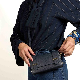 Margot Clutch Bag - Leather - Navy