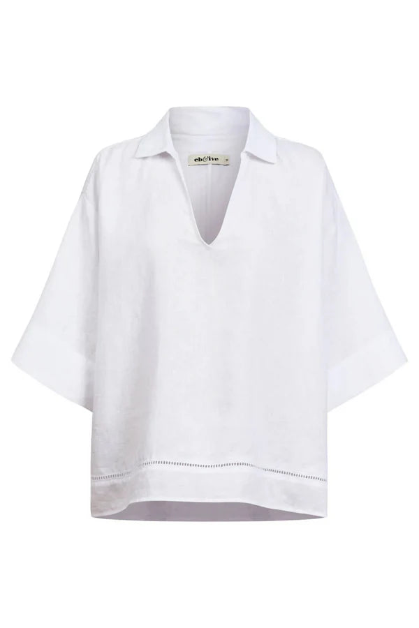 Miramar Collared Top -White