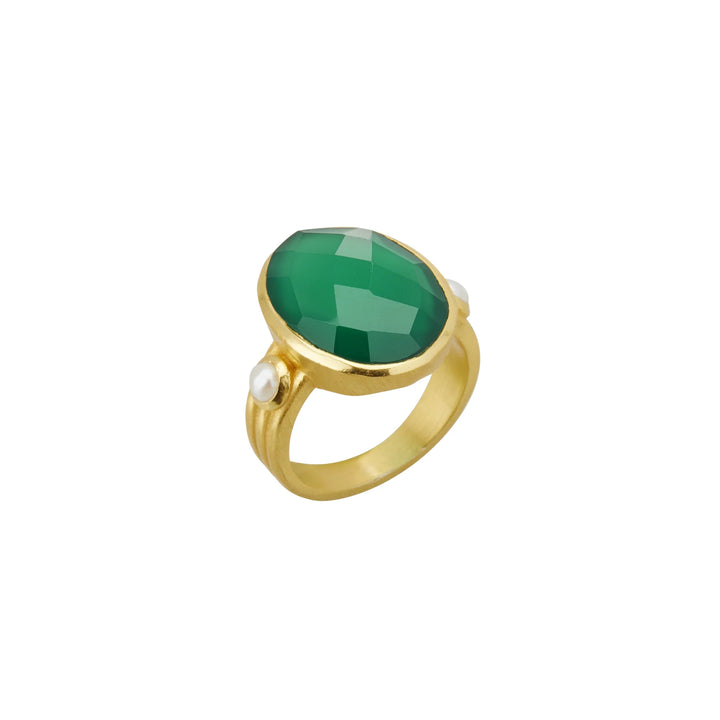 Green Onyx & Pearl Ring (7)