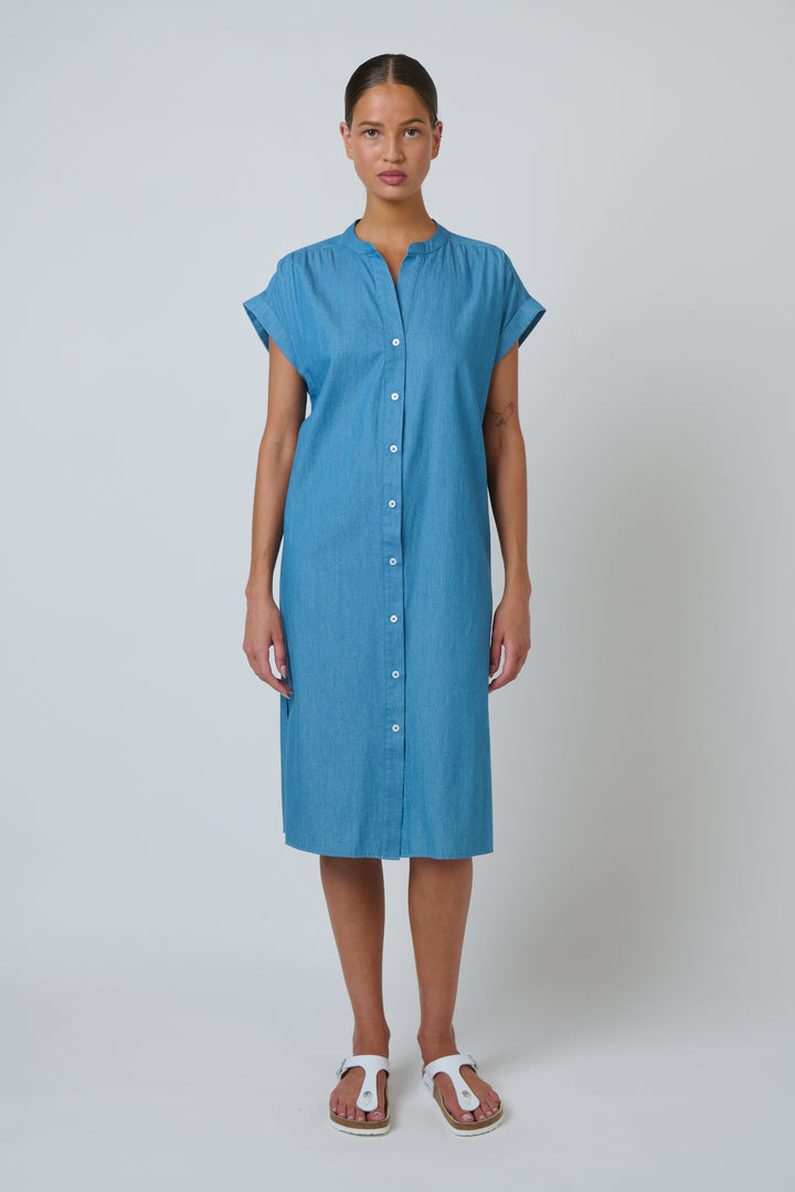 Market Cotton Button Dress - Blue Rinse