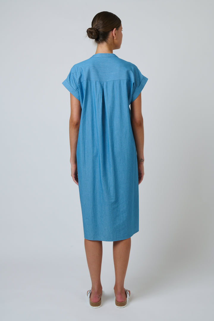Market Cotton Button Dress - Blue Rinse
