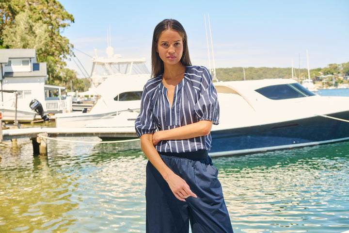 Isla Gathered Cotton Top - Bar Belle