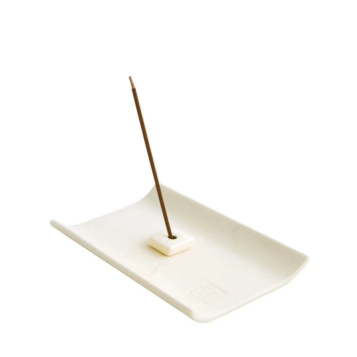 Nippon Kodo Ceramic Dish with Incense Holder - Ivory
