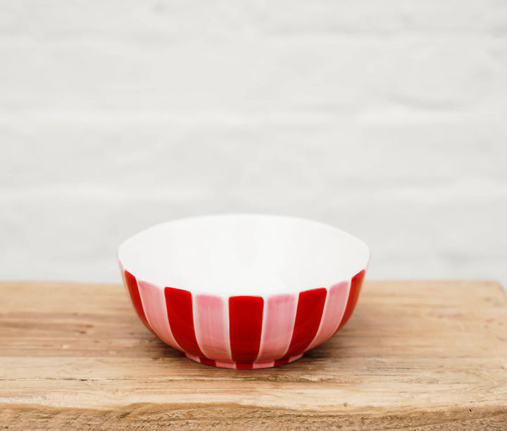 Medium Bowl - Pink & Red Stripe