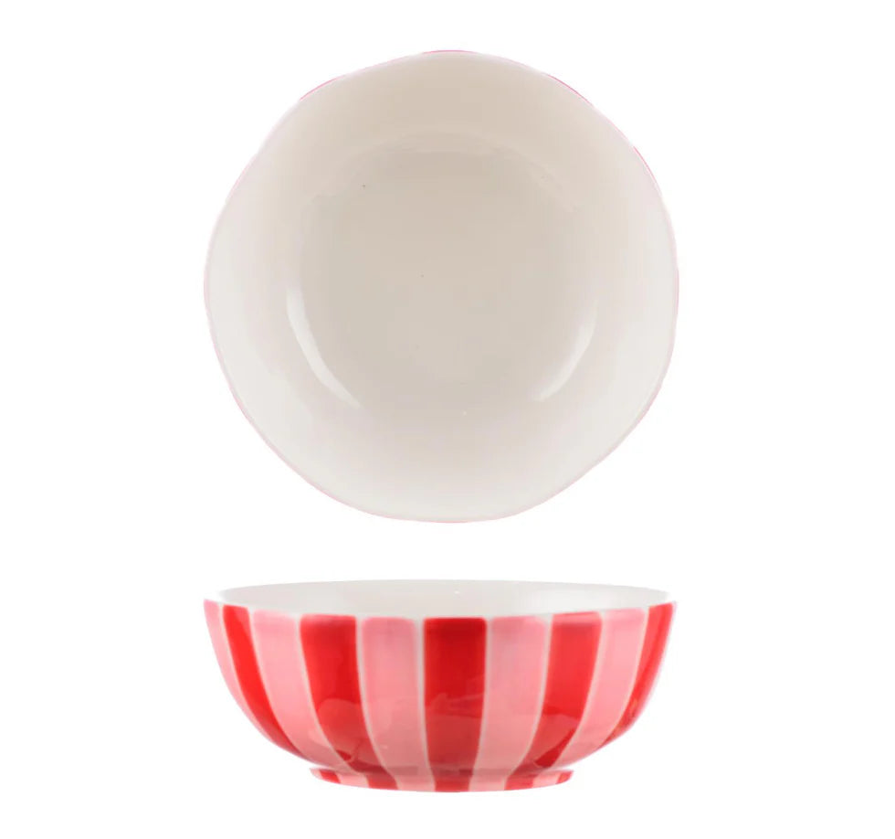 Medium Bowl - Pink & Red Stripe