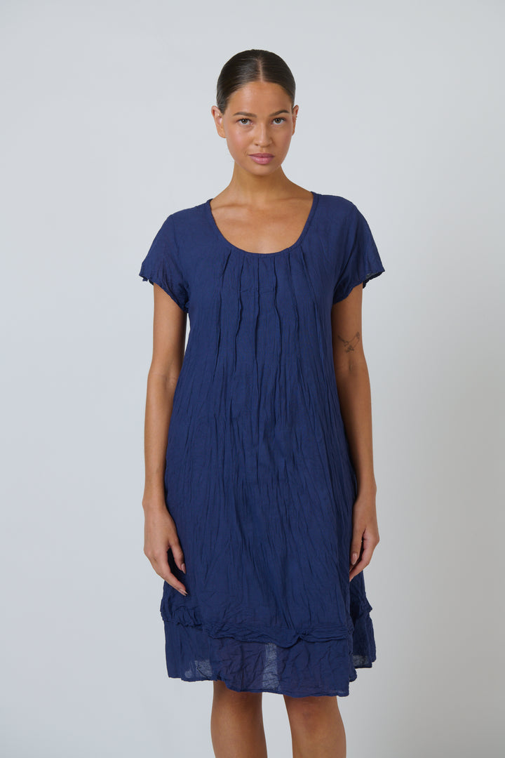 Nina Crinkle Cotton Dress  - Indigo