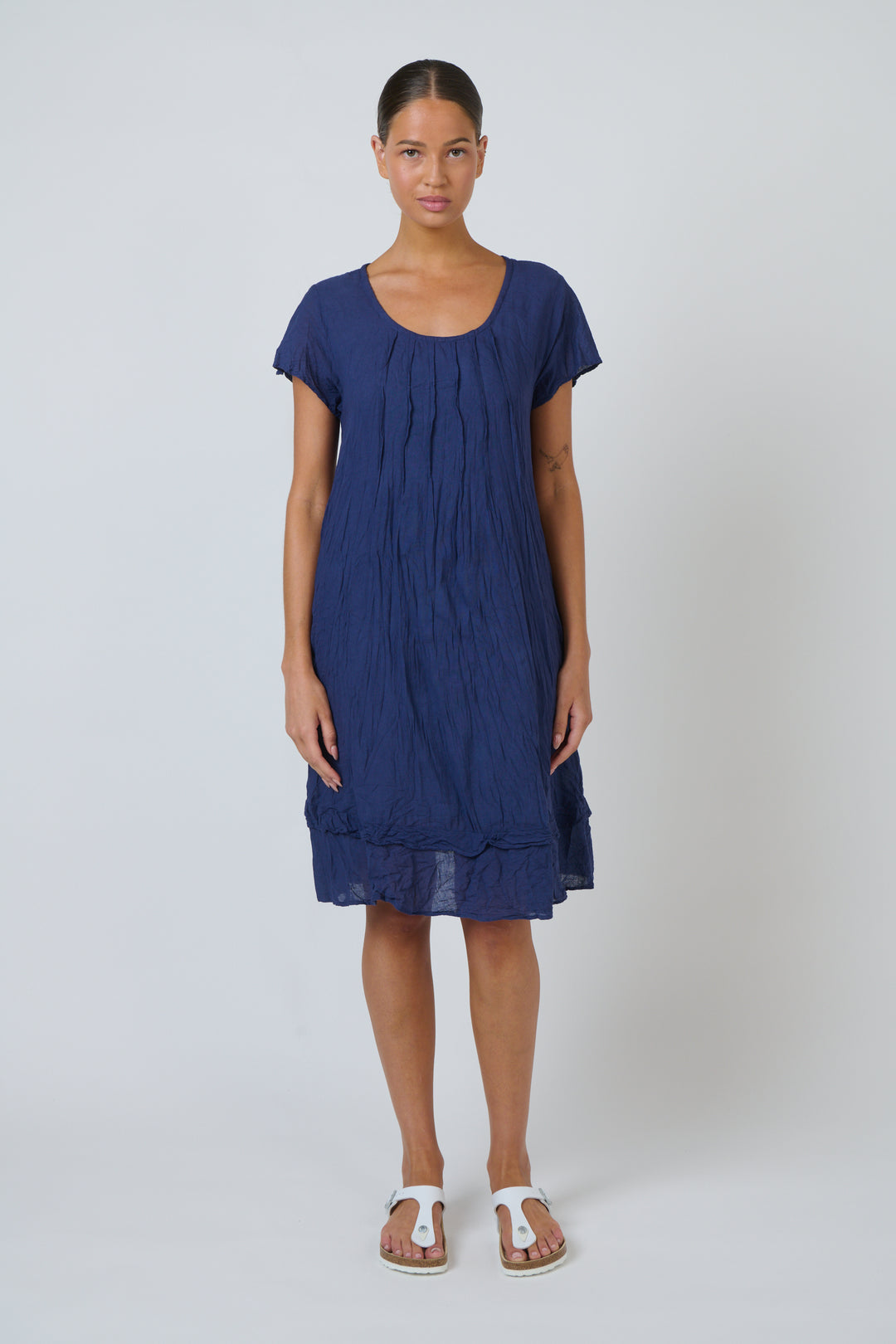 Nina Crinkle Cotton Dress  - Indigo