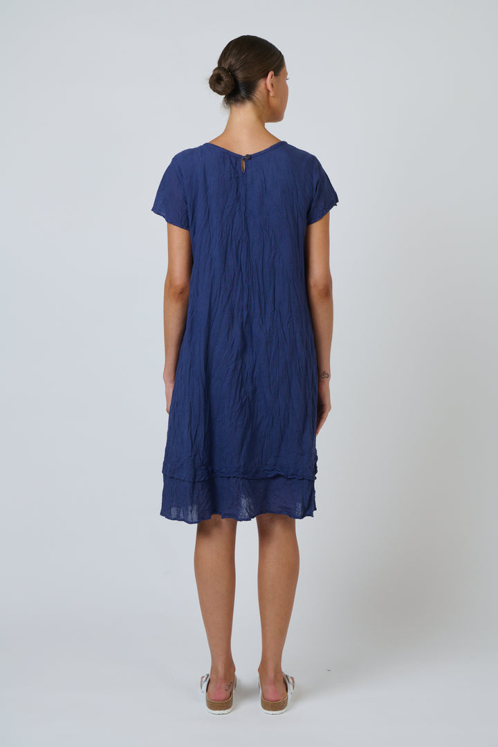 Nina Crinkle Cotton Dress  - Indigo