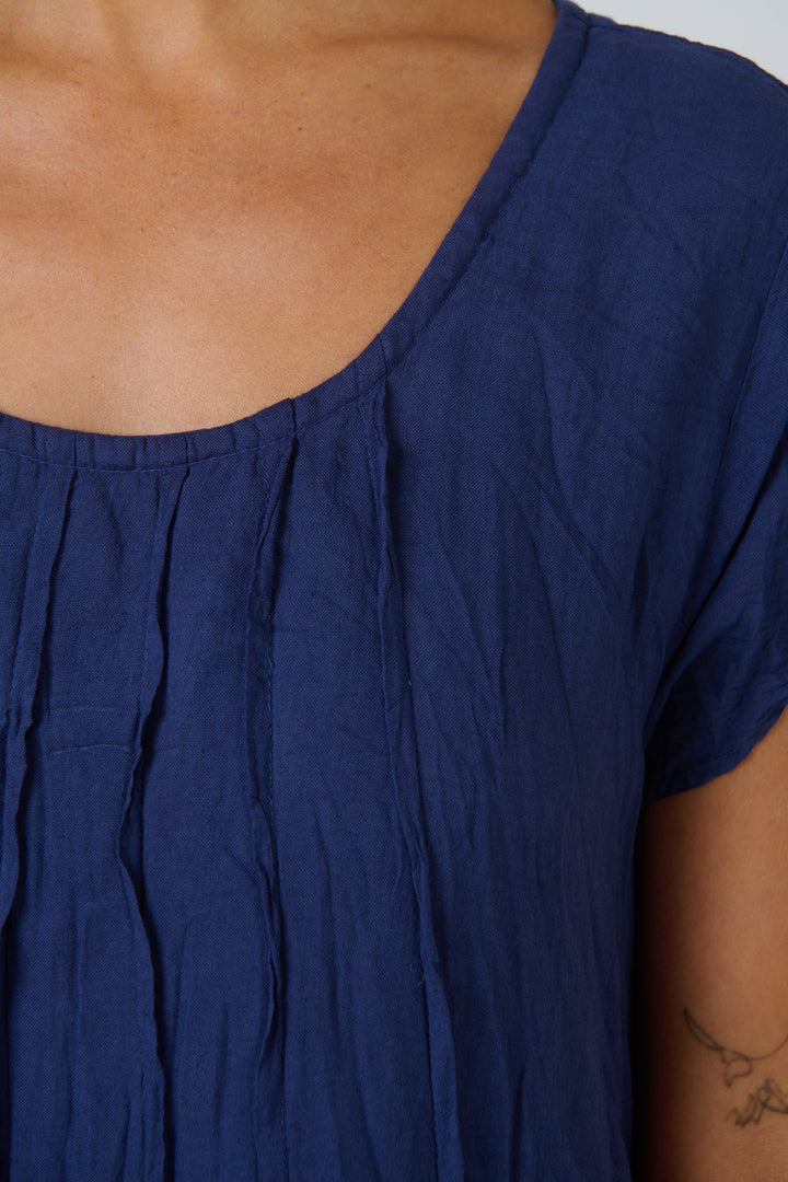 Nina Crinkle Cotton Dress  - Indigo
