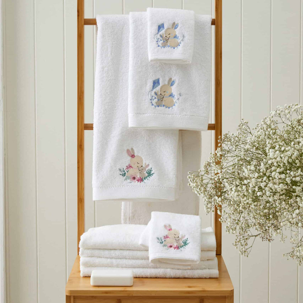 Pink Bunny Bath Towel & Face Washer Set