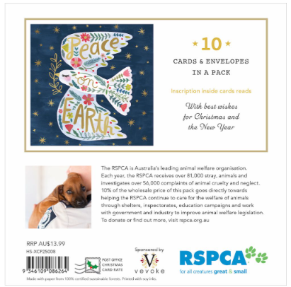 RSPCA Peace On Earth  - Charity Christmas Card Pack