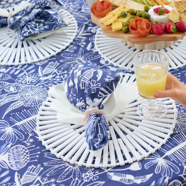 Linen Tablecloth - Navy Natives -Medium