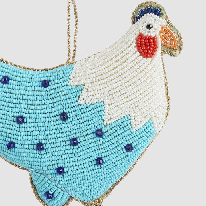 Positano Hen Hanging Decoration Blue