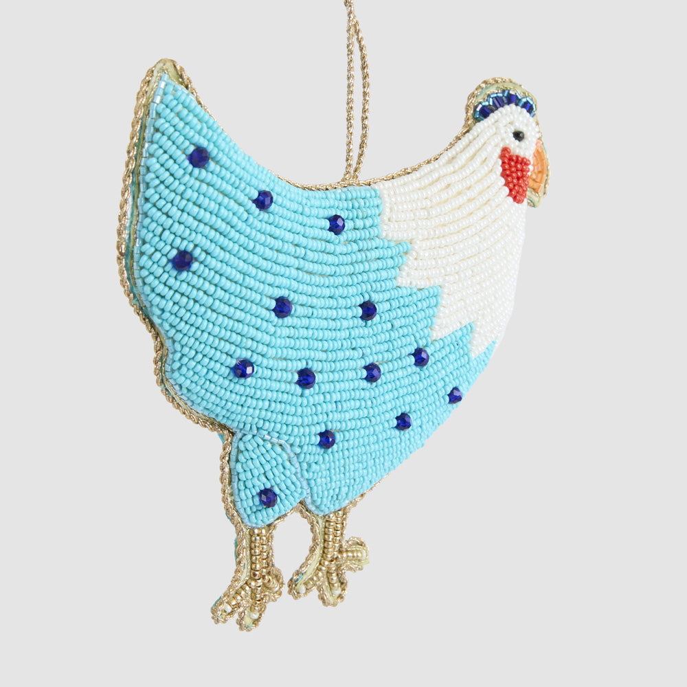 Positano Hen Hanging Decoration Blue