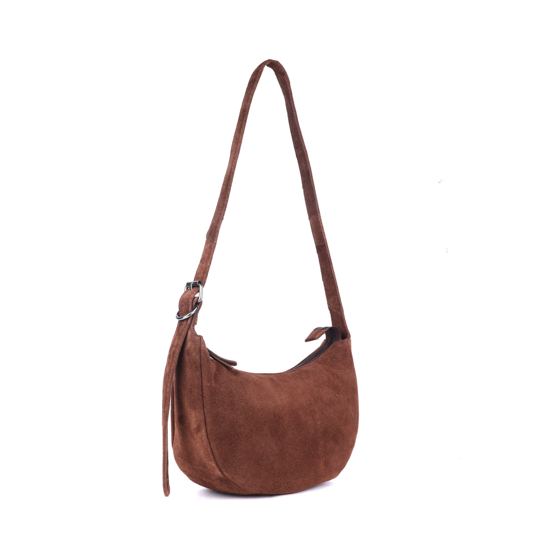 Tulip Moon Shaped Suede Handbag