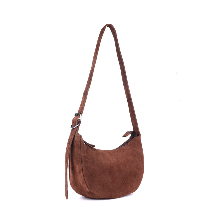 Tulip Moon Shaped Suede Handbag