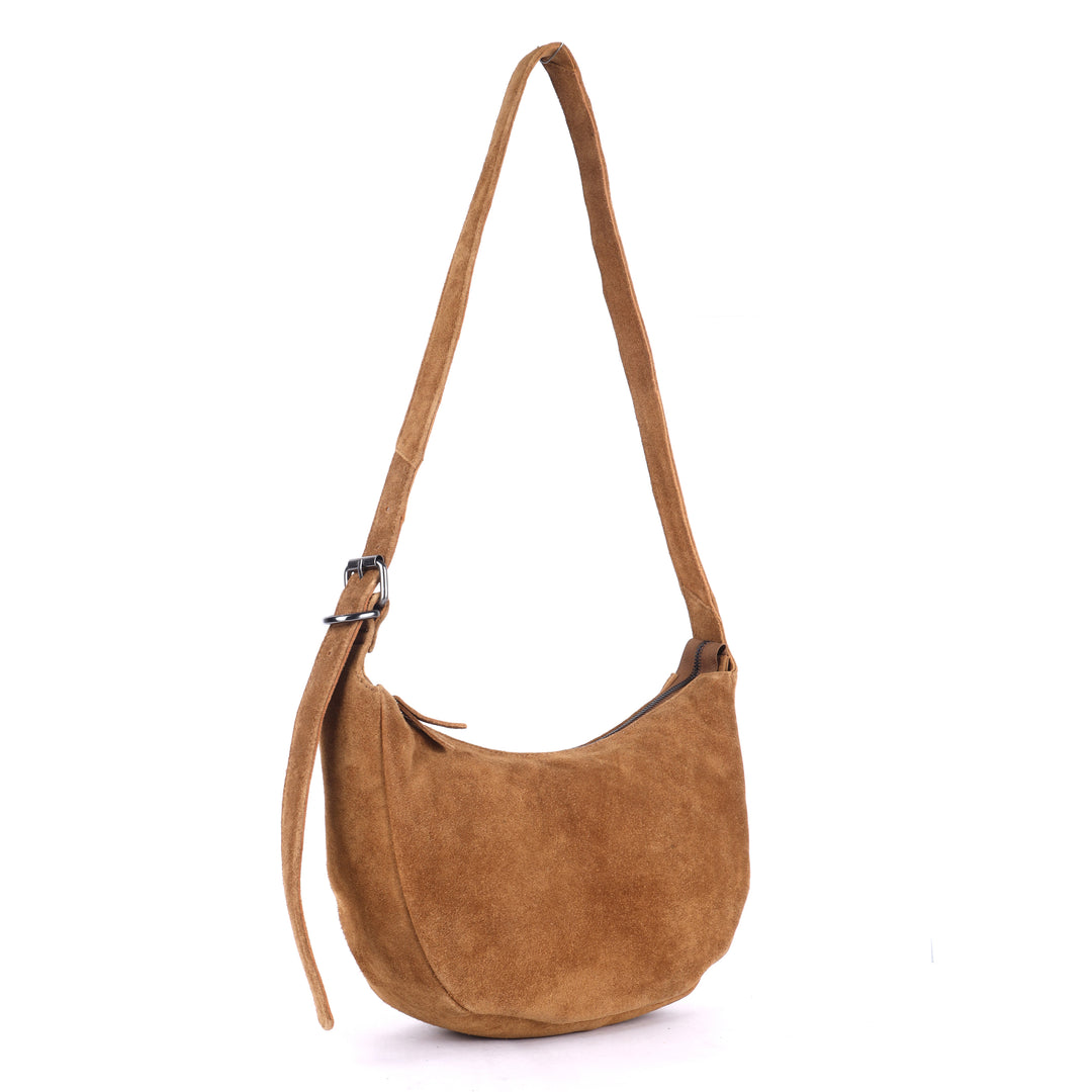 Tulip Moon Shaped Suede Handbag