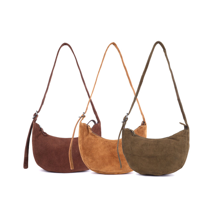 Tulip Moon Shaped Suede Handbag