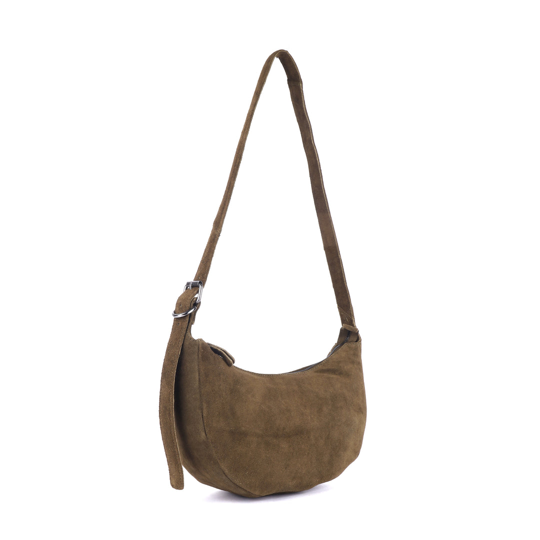 Tulip Moon Shaped Suede Handbag