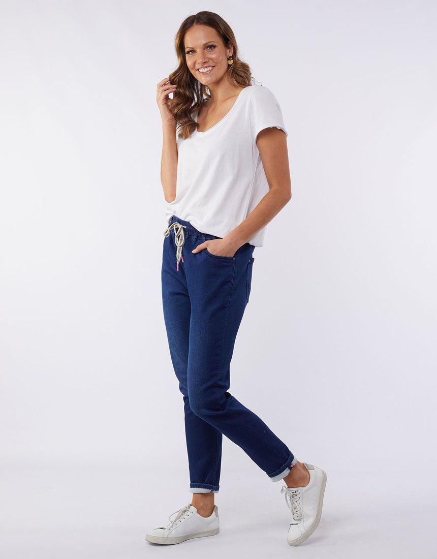 Elm Dark Blue Denim Status Denim Jogger - Size 8