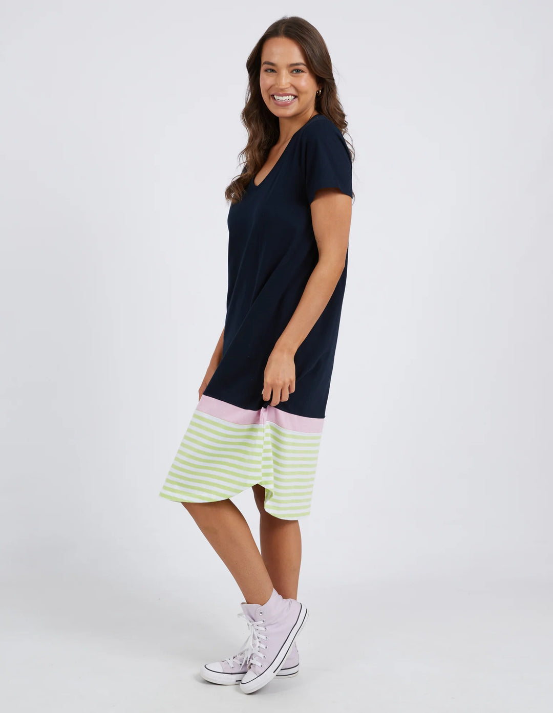 Elm Draw The Line Tee Dress - Keylime