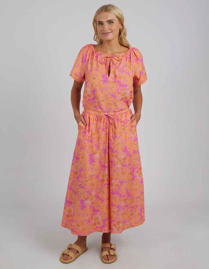 Elm Fuchsia Floral Wide Leg Pant - Super Pink
