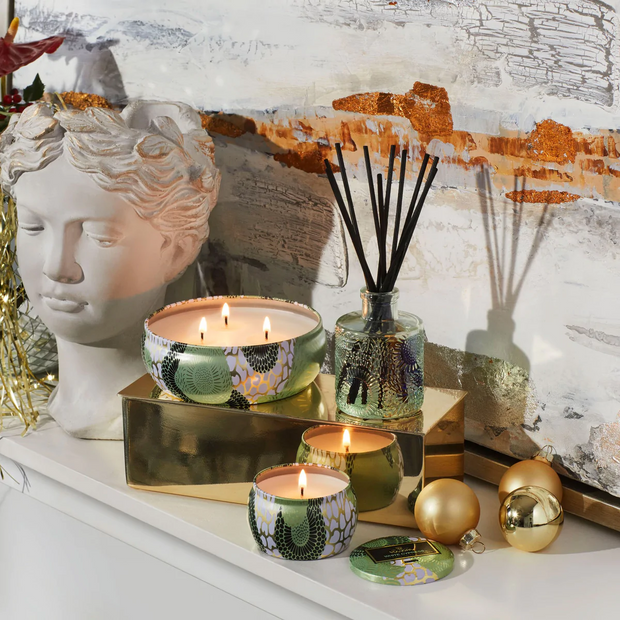 Voluspa White Cypress Decorative Tin Candle