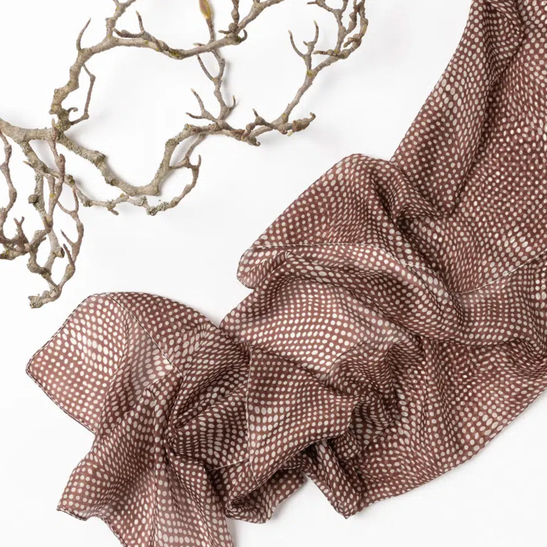 Spot Silk Scarf Chocolate