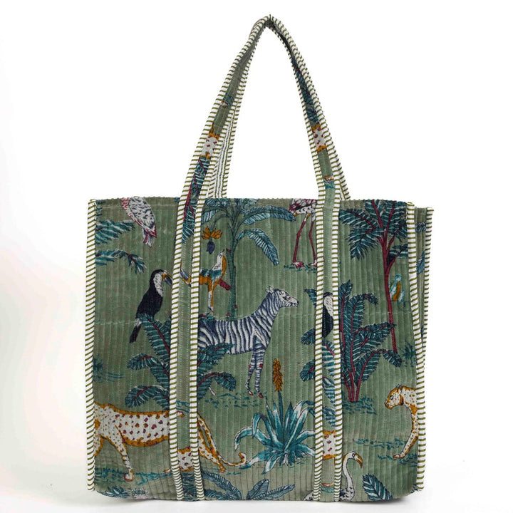 PARISIAN COOL Sage Panther Velvet Tote